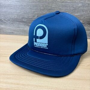 Vintage Pioneer Federal Savings Hat Cap Snapback Blue Trucker Radio Kap